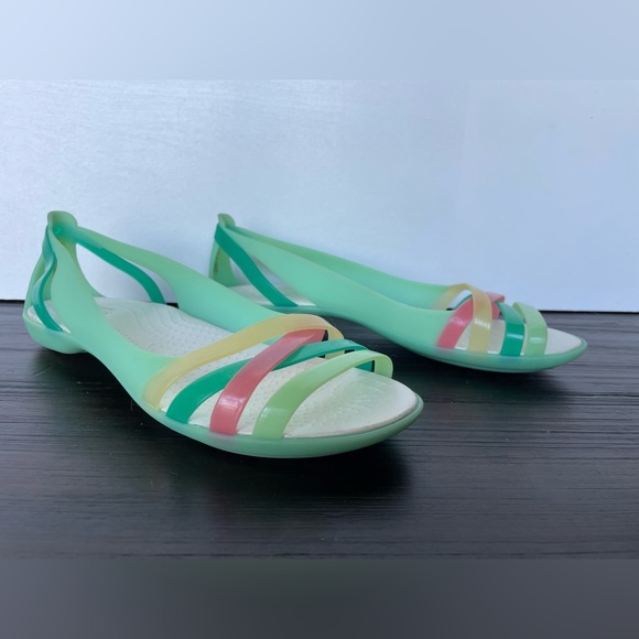 💥SALE💥 Crocs Green Isabella Sandal Jelly Comfort Shoes Pink Yellow Mint Size 8 - Picture 8 of 10